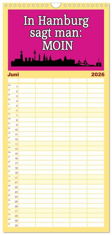 Produktbild: Familienplaner 2026 - Hamburger Schnack mit 5 Spalten (Wandkalender, 21 x 45 cm) CALVENDO