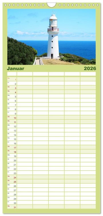 Produktbild: Familienplaner 2026 - Leuchtt&uuml;rme - Wegweisend durch das Jahr mit 5 Spalten (Wandkalender, 21 x 45 cm) CALVENDO