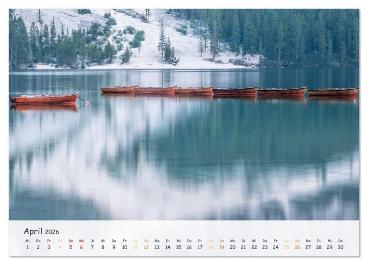Produktbild: Pragser Wildsee - Traumziel in den Dolomiten (Wandkalender 2026 DIN A4 quer), CALVENDO Monatskalender