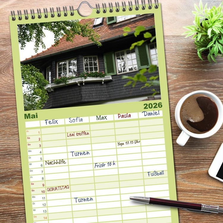 Produktbild: Familienplaner 2026 - Die Villenkolonie in Buchschlag mit 5 Spalten (Wandkalender, 21 x 45 cm) CALVENDO