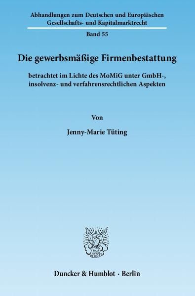Produktbild: Die gewerbsm&auml;&szlig;ige Firmenbestattung