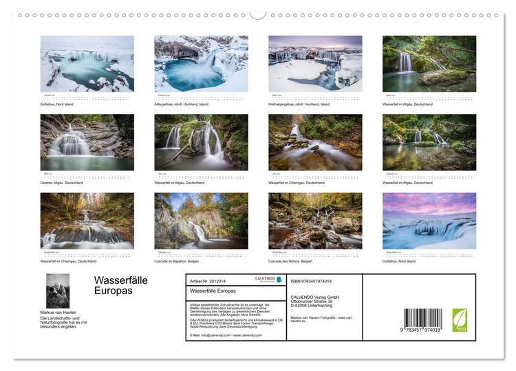 Produktbild: Wasserf&auml;lle Europas (hochwertiger Premium Wandkalender 2026 DIN A2 quer), Kunstdruck in Hochglanz