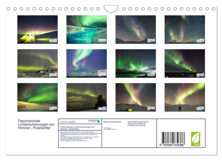 Produktbild: Faszinierende Lichterscheinungen am Himmel - Polarlichter (Wandkalender 2027 DIN A4 quer), CALVENDO Monatskalender