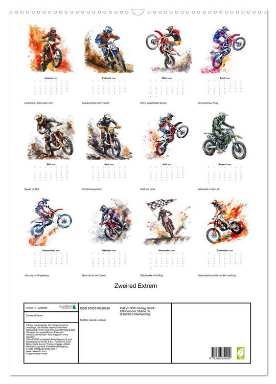 Produktbild: Zweirad Extrem (Wandkalender 2026 DIN A2 hoch), CALVENDO Monatskalender