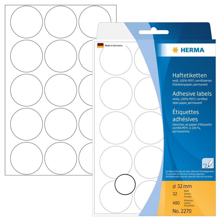 Produktbild: HERMA Haftetiketten, Gummierung stark haftend weiss
