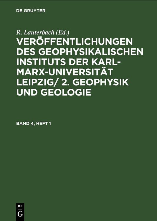 Produktbild: Geophysik und Geologie. Band 4, Heft 1