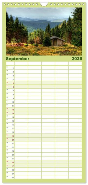 Produktbild: Familienplaner 2026 - Harz Landschaften mit 5 Spalten (Wandkalender, 21 x 45 cm) CALVENDO
