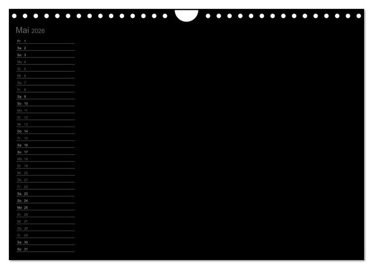 Produktbild: Bastel-Geburtstagskalender schwarz / Geburtstagskalender (Wandkalender 2026 DIN A4 quer), CALVENDO Monatskalender