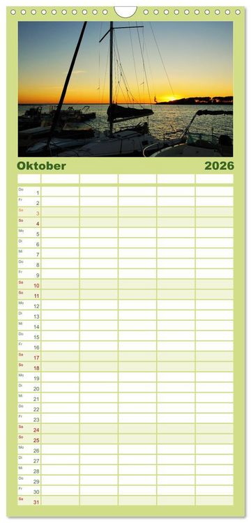 Produktbild: Familienplaner 2026 - Der K&uuml;ste entlang im Salento mit 5 Spalten (Wandkalender, 21 x 45 cm) CALVENDO
