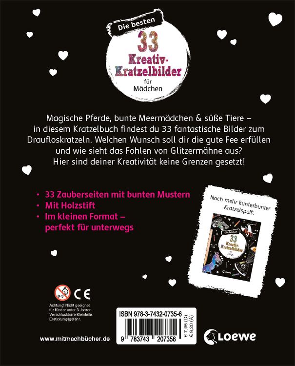 Produktbild: Die besten 33 Kreativ-Kratzelbilder f&uuml;r M&auml;dchen