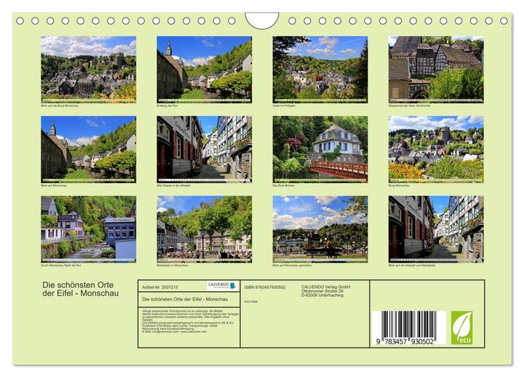 Produktbild: Die sch&ouml;nsten Orte der Eifel - Monschau (Wandkalender 2026 DIN A4 quer), CALVENDO Monatskalender