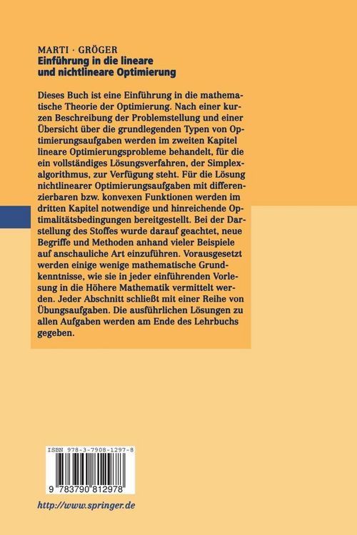 Produktbild: Einf&uuml;hrung in die lineare und nichtlineare Optimierung