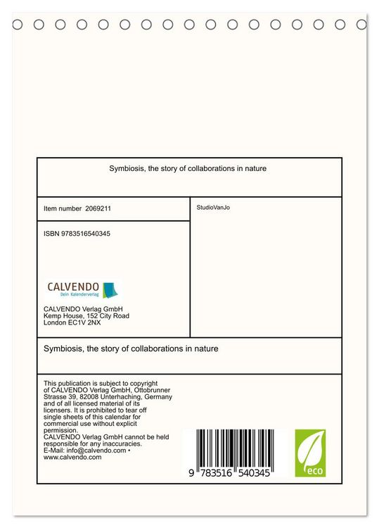 Produktbild: Symbiosis, the story of collaborations in nature (Desk Calendar 2026 DIN A5 portrait), CALVENDO 12 Month DeskCalendar