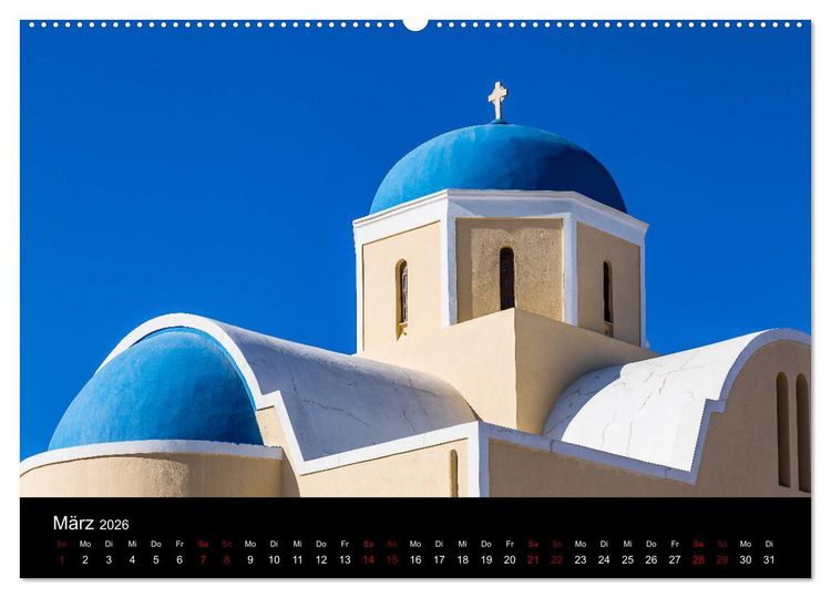Produktbild: Santorini - K&ouml;nigin der Kykladen (hochwertiger Premium Wandkalender 2026 DIN A2 quer), Kunstdruck in Hochglanz