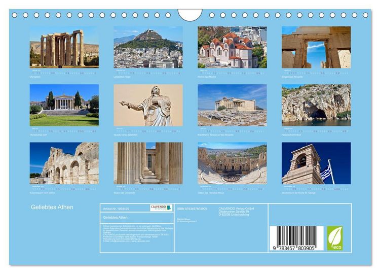 Produktbild: Geliebtes Athen (Wandkalender 2026 DIN A4 quer), CALVENDO Monatskalender