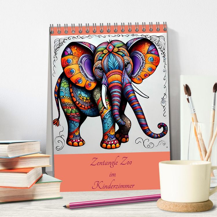 Produktbild: Zentangle Zoo im Kinderzimmer (Tischkalender 2026 DIN A5 hoch), CALVENDO Monatskalender