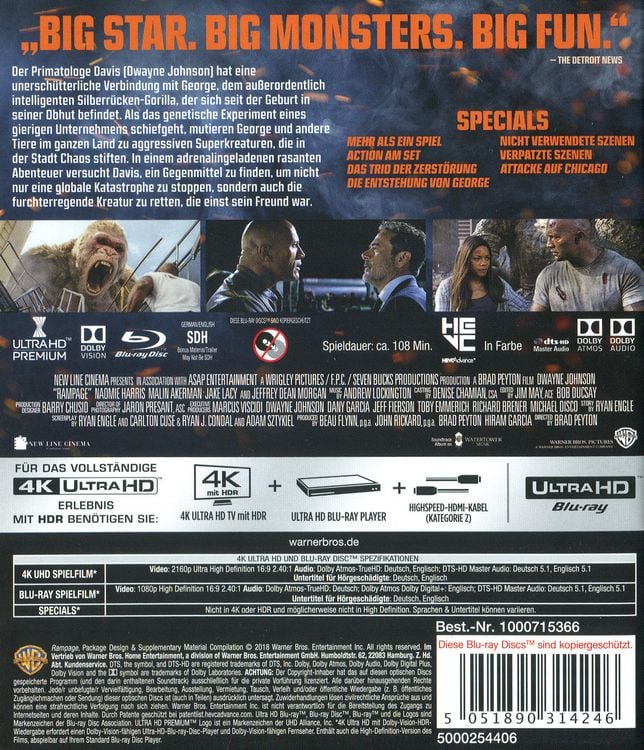 Produktbild: Rampage - Big Meets Bigger (4K Ultra HD) (+ Blu-ray 2D)