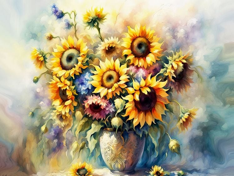 Produktbild: CALVENDO Puzzle Sonnenblumen | 1000 Teile Lege-Gr&ouml;&szlig;e 64x48cm Foto-Puzzle f&uuml;r gl&uuml;ckliche Stunden