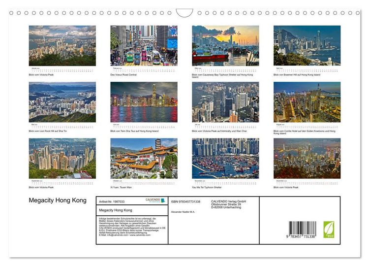 Produktbild: Megacity Hong Kong (Wandkalender 2026 DIN A3 quer), CALVENDO Monatskalender