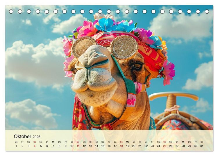 Produktbild: Modische Kamele in der W&uuml;ste. Extravagante Highlights (Tischkalender 2026 DIN A5 quer), CALVENDO Monatskalender