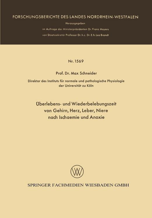 Produktbild: &Uuml;berlebens- und Wiederbelebungszeit von Gehirn, Herz, Leber, Niere nach Ischaemie und Anoxie