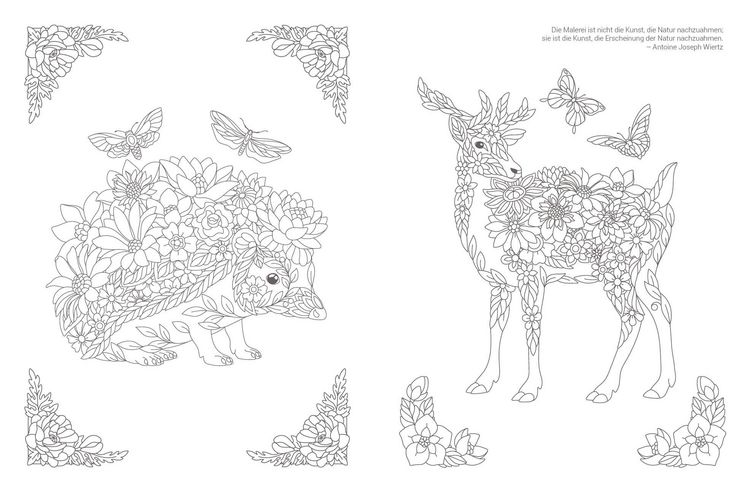 Produktbild: Inspiration Florale Tiere – 50 blumige Motive zum Ausmalen und Träumen