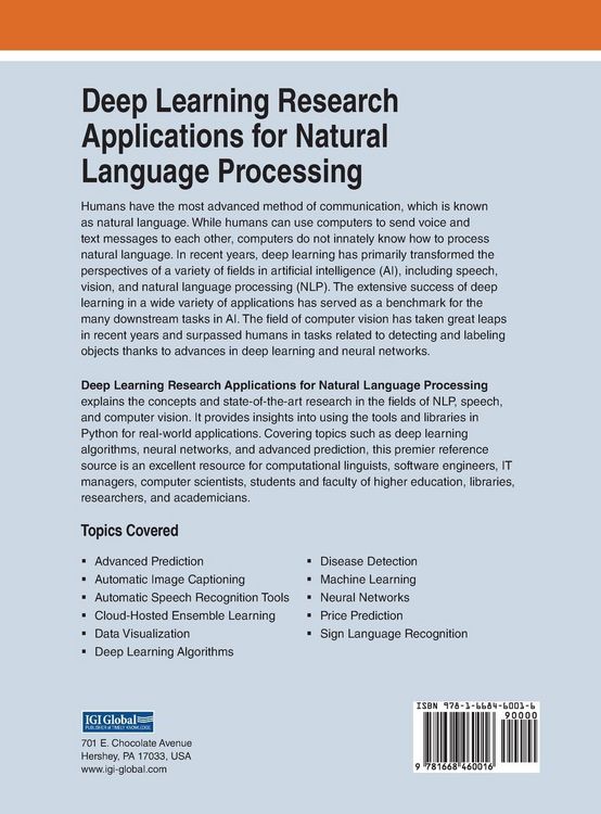 Produktbild: Deep Learning Research Applications for Natural Language Processing