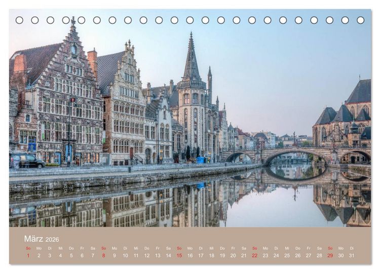Produktbild: Br&uuml;gge und Gent, eine Fotoreise durch die zwei Perlen Flanderns. (Tischkalender 2026 DIN A5 quer), CALVENDO Monatskalender