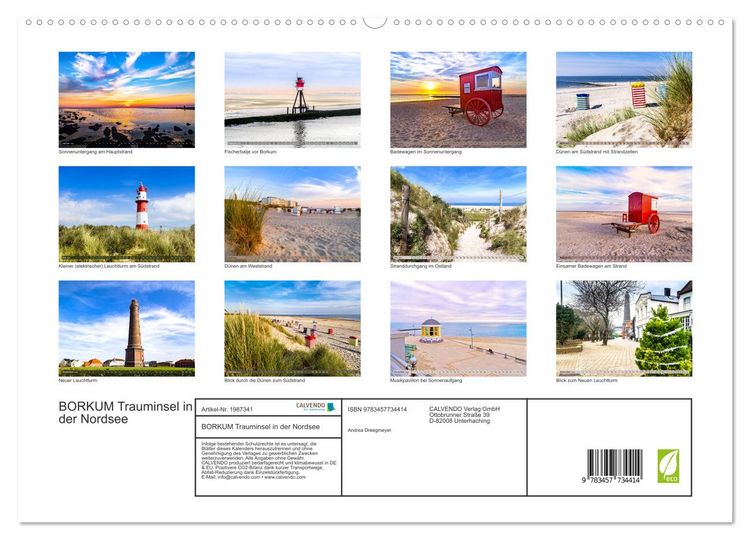 Produktbild: BORKUM Trauminsel in der Nordsee (hochwertiger Premium Wandkalender 2026 DIN A2 quer), Kunstdruck in Hochglanz