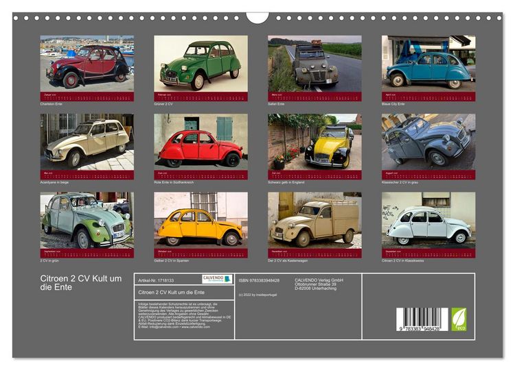 Produktbild: Citroen 2 CV Kult um die Ente (Wandkalender 2025 DIN A3 quer), CALVENDO Monatskalender