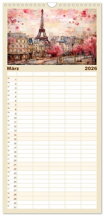 Produktbild: Familienplaner 2026 - Eiffelturm: Kreativ anders mit 5 Spalten (Wandkalender, 21 x 45 cm) CALVENDO