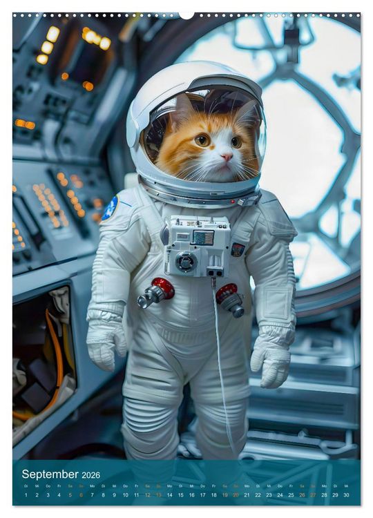 Produktbild: Katzen im All - Katzenastronauten im Kosmos (Wandkalender 2026 DIN A2 hoch), CALVENDO Monatskalender
