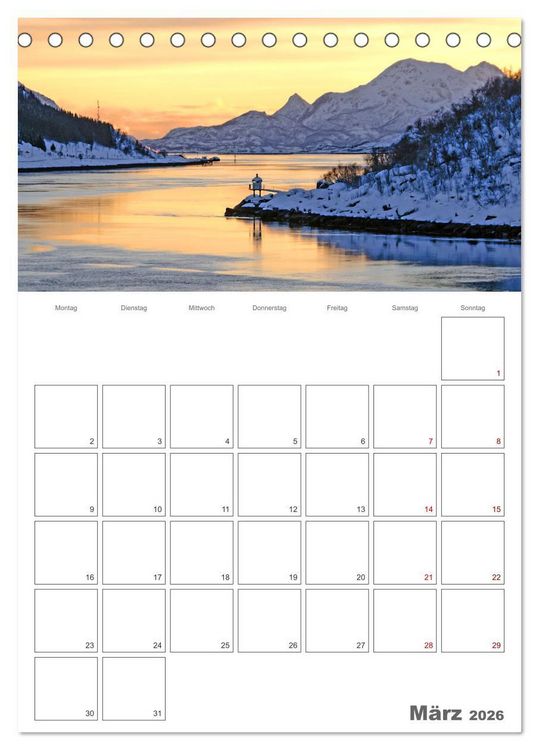 Produktbild: Die K&uuml;ste Norwegens - Terminplaner (Tischkalender 2026 DIN A5 hoch), CALVENDO Monatskalender