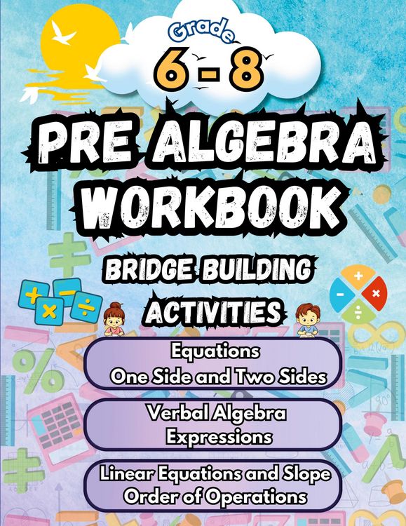 Produktbild: Summer Math Pre Algebra Workbook Grade 6-8 Bridge Building Activities