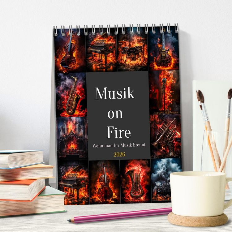 Produktbild: Musik on Fire (Tischkalender 2026 DIN A5 hoch), CALVENDO Monatskalender