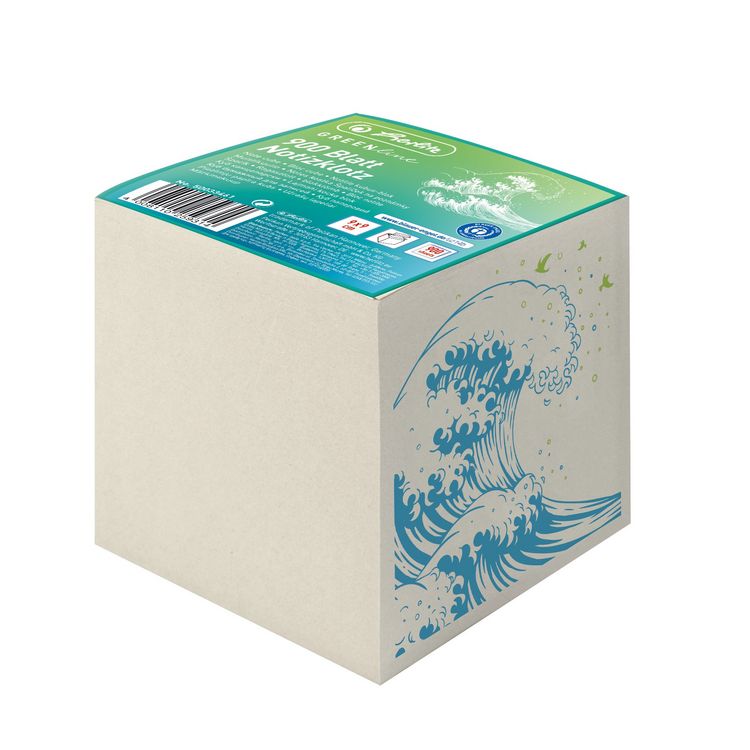 Produktbild: Herlitz Notizklotz 9x9x9 cm 900 Blatt GREENline Welle