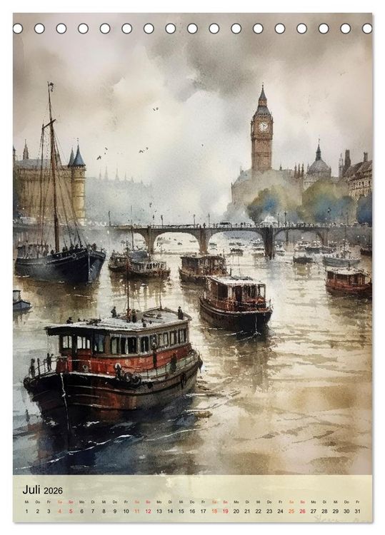 Produktbild: London - ein Regentag (Tischkalender 2026 DIN A5 hoch), CALVENDO Monatskalender