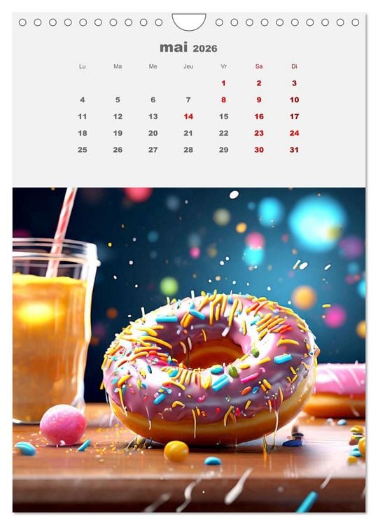 Produktbild: Les aventures sucr&eacute;es des donuts (Calendrier mural 2026 DIN A4 horizontal), CALVENDO calendrier mensuel