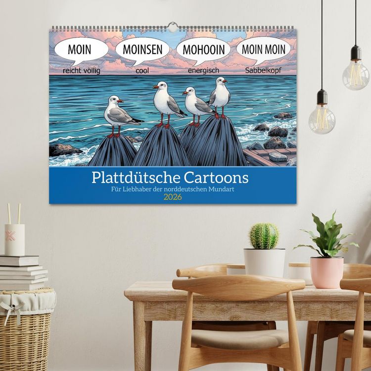 Produktbild: Plattd&uuml;tsche Cartoons (Wandkalender 2026 DIN A2 quer), CALVENDO Monatskalender