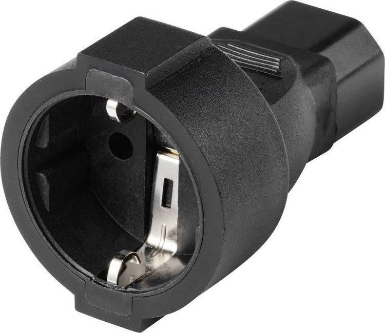 Produktbild: TRU COMPONENTS Kaltger&auml;te-Adapter CEE-Kupplung - Kaltger&auml;te-Stecker C14 Gesamtpolzahl: 2 + PE Schwarz 1 St.