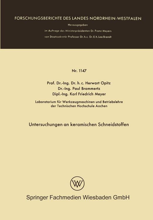 Produktbild: Untersuchungen an keramischen Schneidstoffen