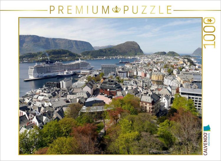 Produktbild: CALVENDO Puzzle Stadtberg Aksla, Aussichtspunkt in Alesund, mit Blick auf die Stadt | 1000 Teile Lege-Gr&ouml;&szlig;e 64x48cm Foto-Puzzle f&uuml;r gl&uuml;ckliche Stunden