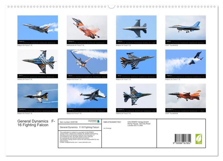 Produktbild: General Dynamics F-16 Fighting Falcon (High Quality Premium Wall Calendar 2027 DIN A2 landscape),CALVENDO 12 Month Wall Calendar