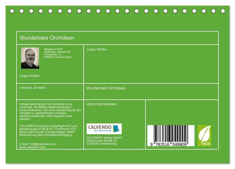 Produktbild: Wunderbare Orchideen (Tischkalender 2026 DIN A5 quer), CALVENDO Monatskalender