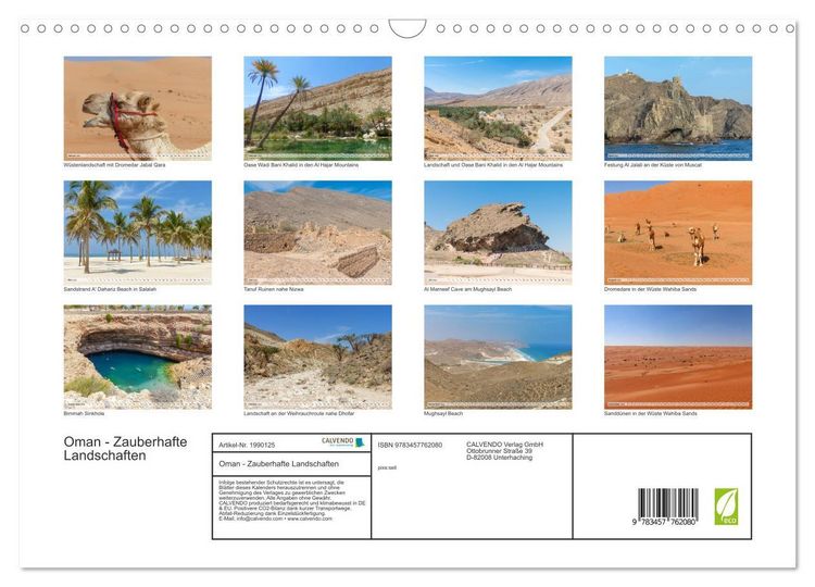 Produktbild: Oman - Zauberhafte Landschaften (Wandkalender 2026 DIN A3 quer), CALVENDO Monatskalender