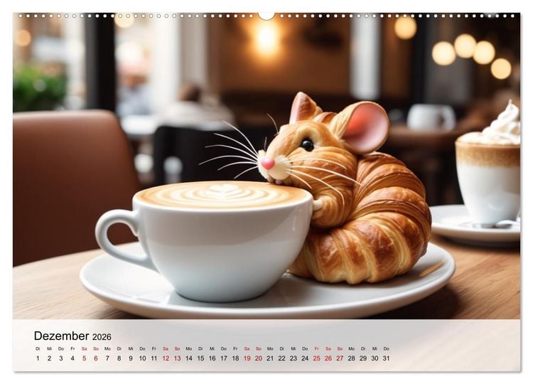 Produktbild: Tierische Croissants (hochwertiger Premium Wandkalender 2026 DIN A2 quer), Kunstdruck in Hochglanz