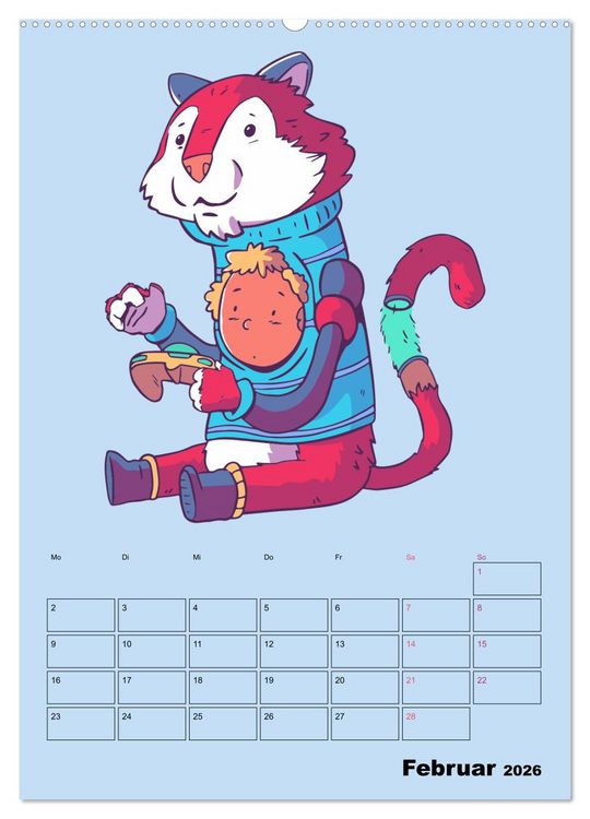 Produktbild: Lustige Gamer Tiere (Wandkalender 2026 DIN A2 hoch), CALVENDO Monatskalender
