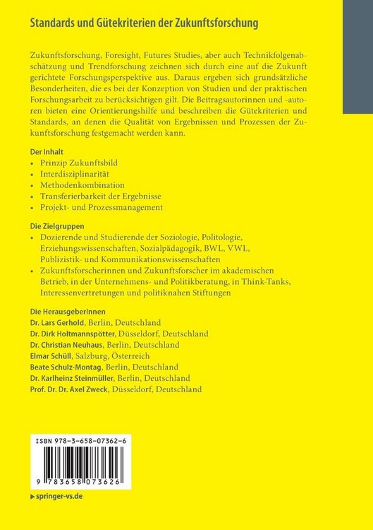 Produktbild: Standards und G&uuml;tekriterien der Zukunftsforschung