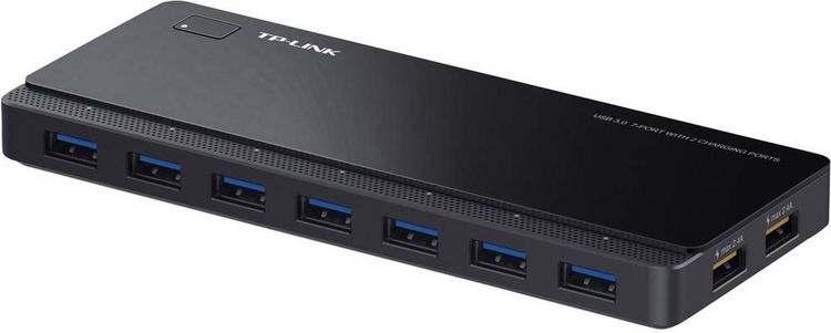 Produktbild: TP-LINK UH720 USB-Hub 7+2 Port USB-A USB 3.0 5 GBit/s mit Schnellladeport Schwarz UH720