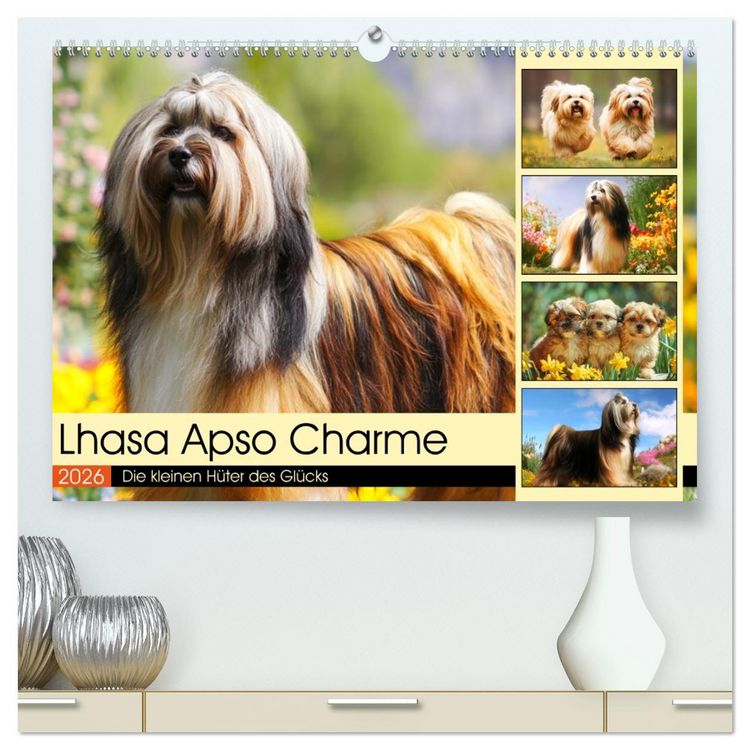 Produktbild: Lhasa Apso Charme. Die kleinen H&uuml;ter des Gl&uuml;cks (hochwertiger Premium Wandkalender 2026 DIN A2 quer), Kunstdruck in Hochglanz
